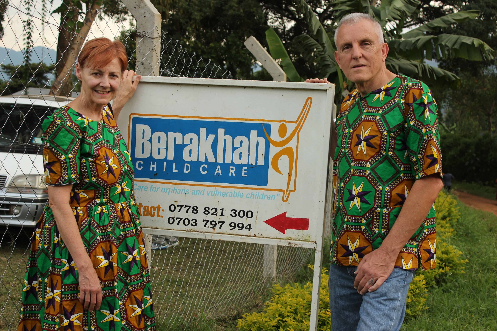 Berakhah ChildCare partners at the entrance sign
